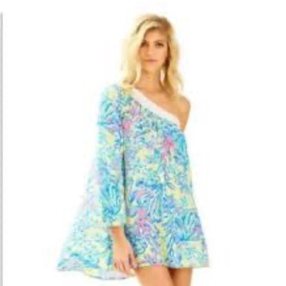 Lilly Pulitzer Shealyn Cover-Up Dress in the Lemon Drop Swim Up print size S
